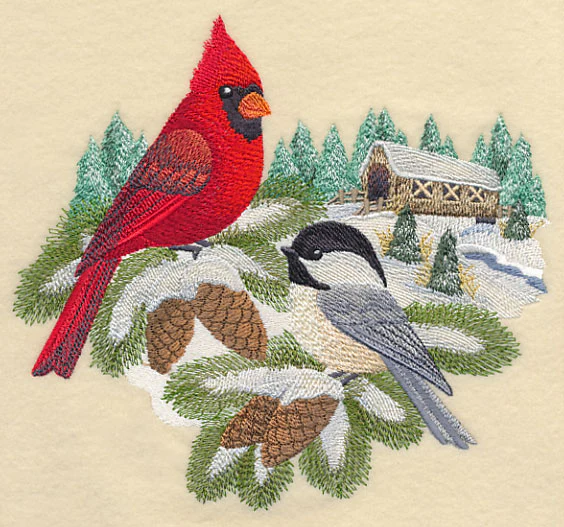 Winter Birds and Covered Bridge - Image 4