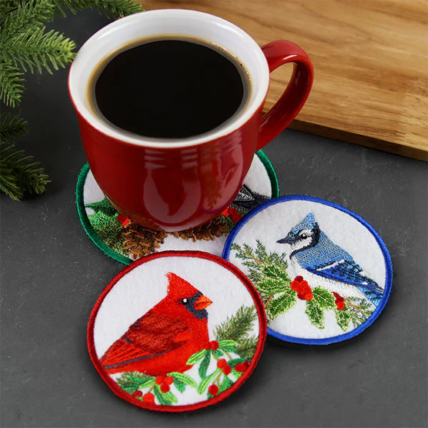 Winter Cheer Coaster - Cardinal (In-the-Hoop) - Image 2