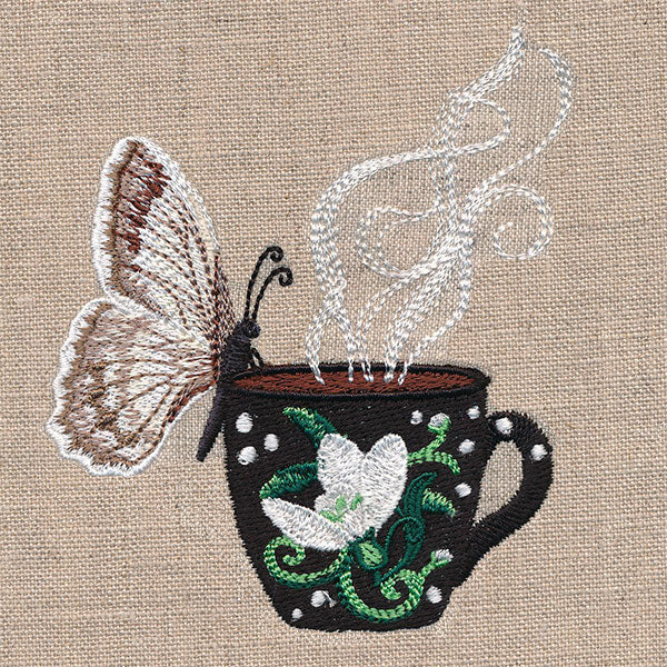Winter Coffee Break Checkered White Butterfly - Image 7