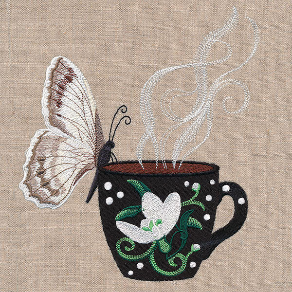 Winter Coffee Break Checkered White Butterfly - Image 9