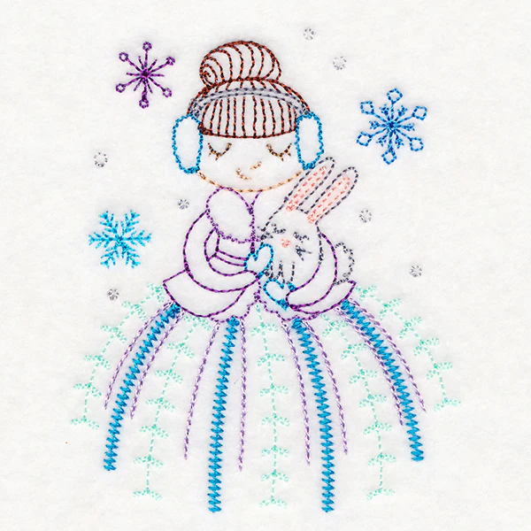 Winter Friends - Girl with Bunny - Image 3