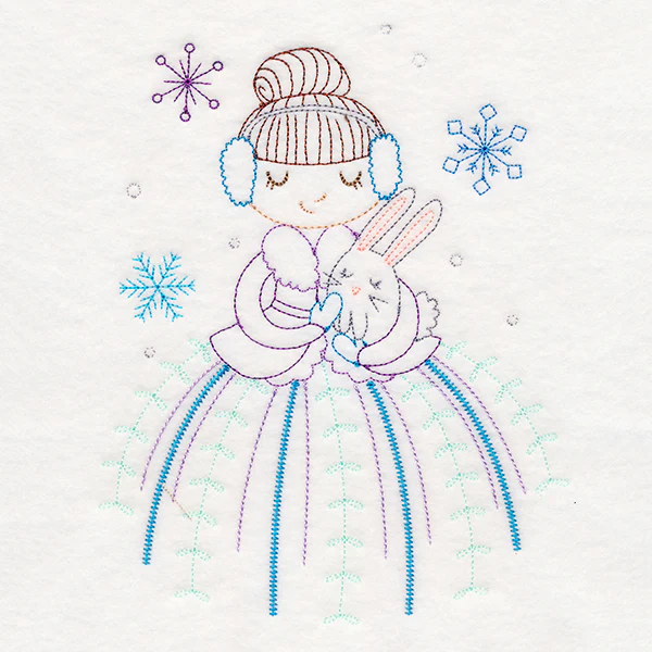 Winter Friends - Girl with Bunny - Image 4