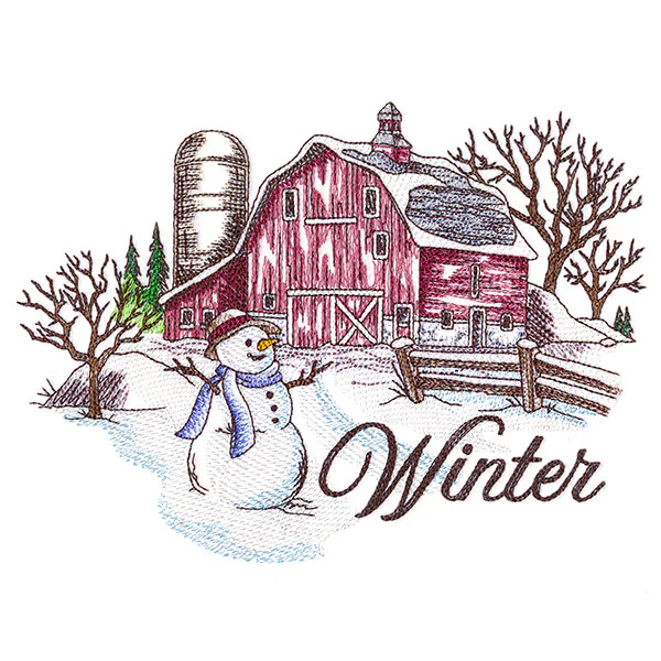 Winter in the Country Barn Scene - Image 3