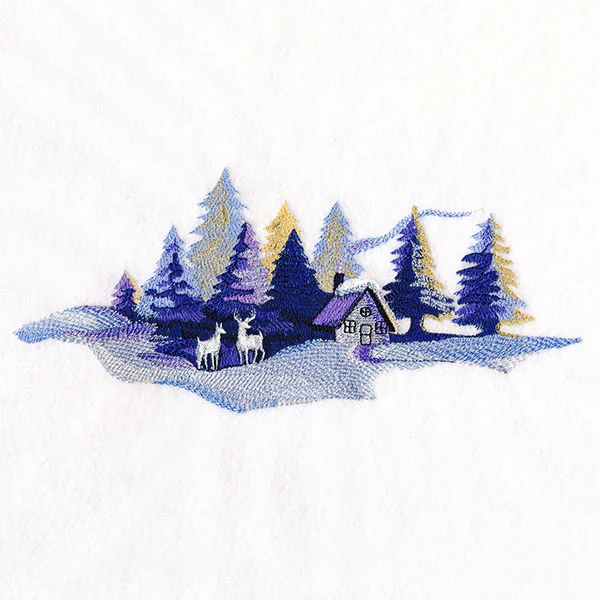 Winter in the Forest Cabin Scene Border - Image 3