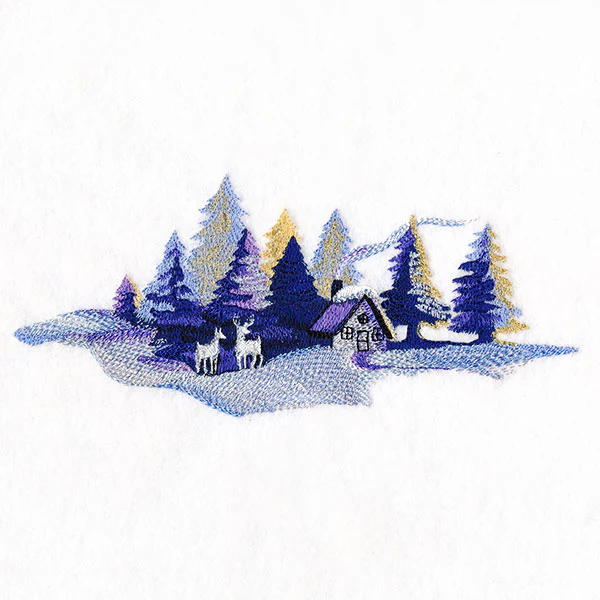 Winter in the Forest Cabin Scene Border - Image 5