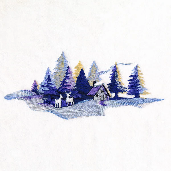 Winter in the Forest Cabin Scene Border - Image 7