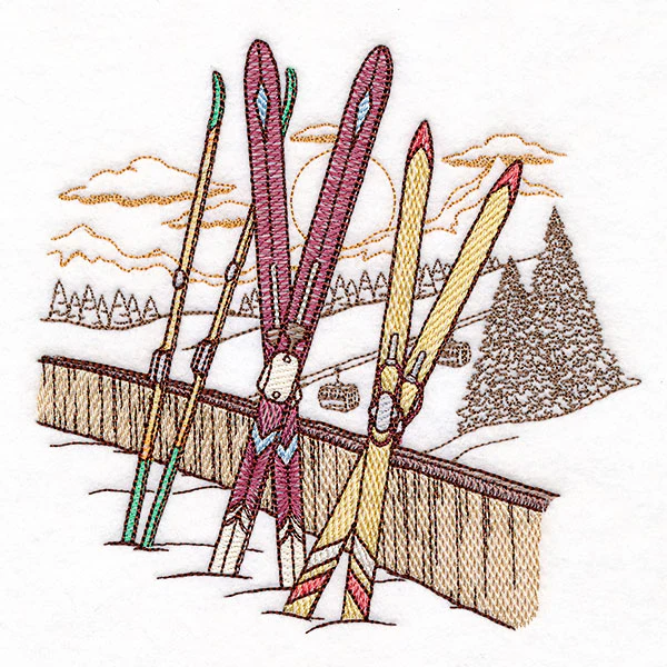 Winter on the Ski Slopes Sunset Scene - Image 5