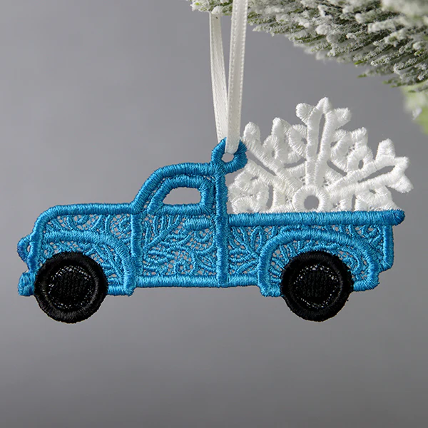 Winter Time Retro Truck Ornament (Lace) - Image 3
