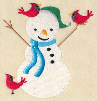 Winter Wonderland Snowman and Birds