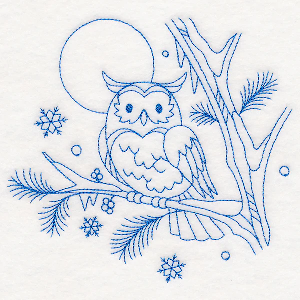 Winter Woodland Scene - Owl (Bluework) - Image 3