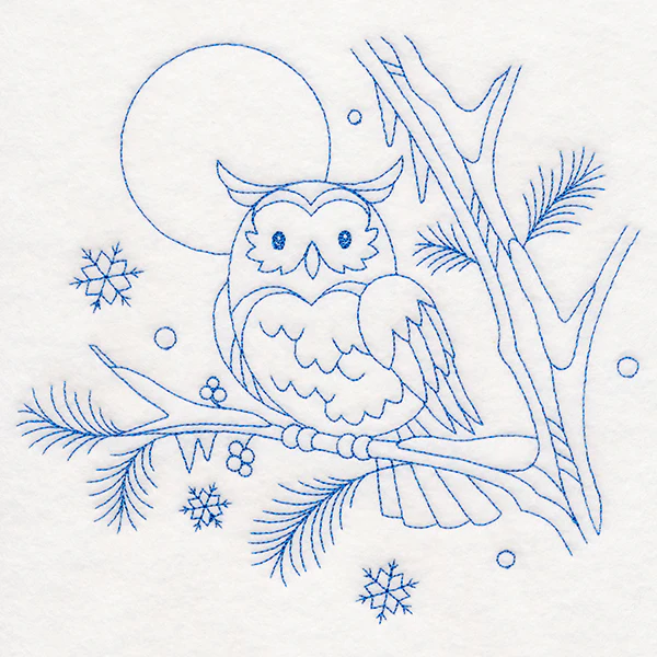 Winter Woodland Scene - Owl (Bluework) - Image 4