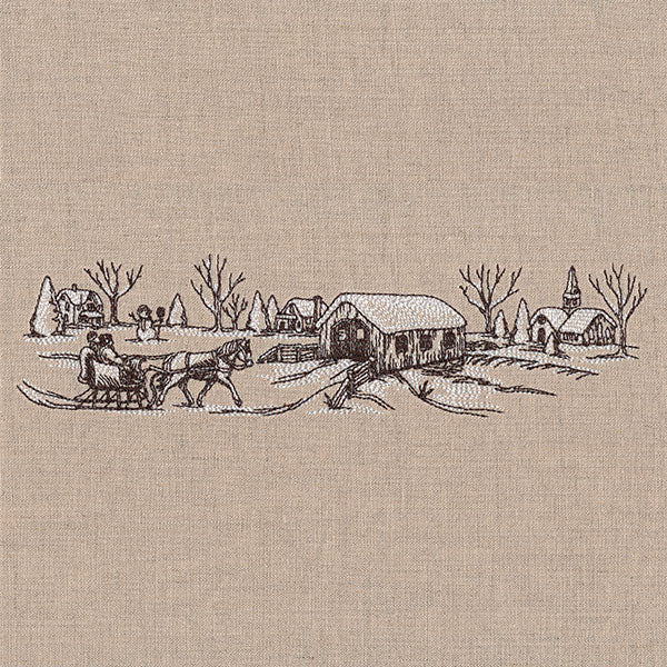Wintertime Village Etching Border - Image 3