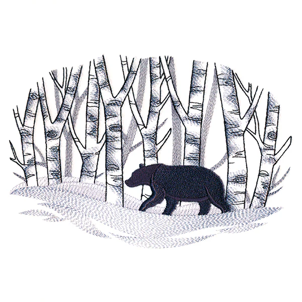 Wintry Birch Bear Scene - Image 2