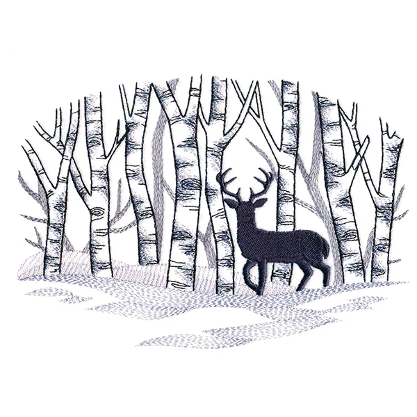 Wintry Birch Deer Scene - Image 5