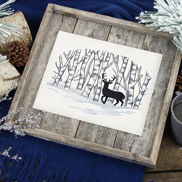 Wintry Birch Deer Scene - Image 6