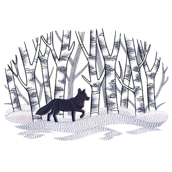 Wintry Birch Fox Scene - Image 2