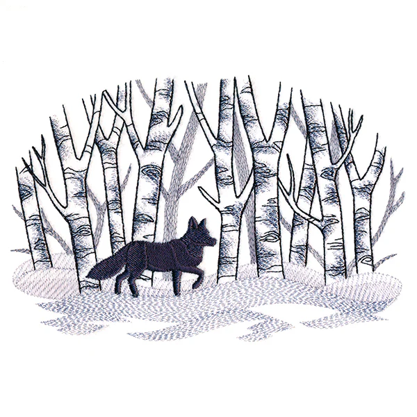 Wintry Birch Fox Scene - Image 3