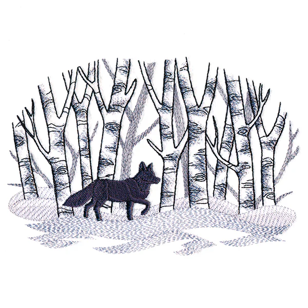 Wintry Birch Fox Scene - Image 4