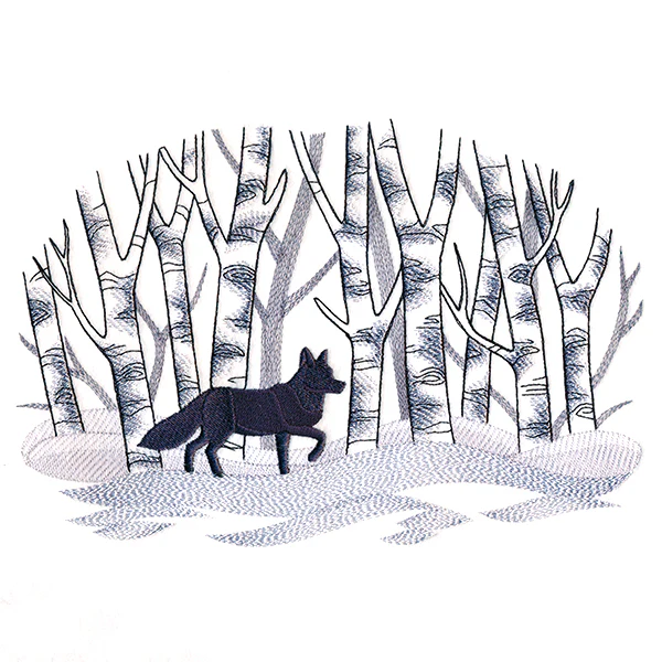 Wintry Birch Fox Scene - Image 5