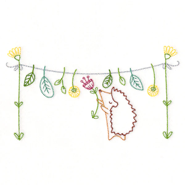 Woodland Clothesline with Hedgehog (Vintage) - Image 2