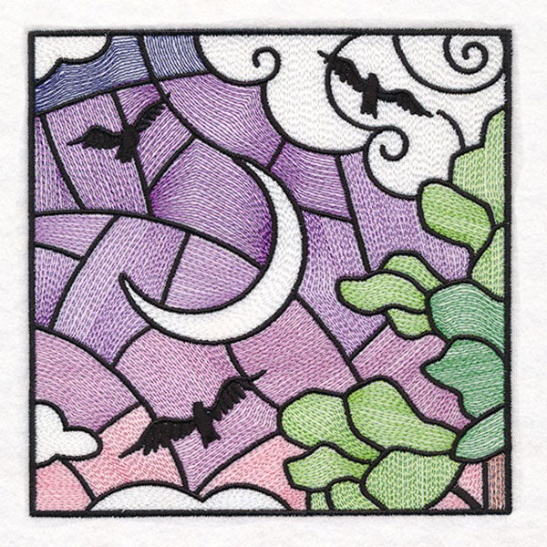 Woodland Escape Stained Glass Scene - Birds & Crescent Moon - Image 5
