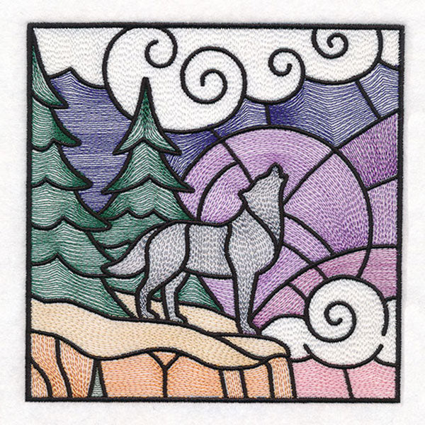 Woodland Escape Stained Glass Scene - Howling Wolf - Image 7