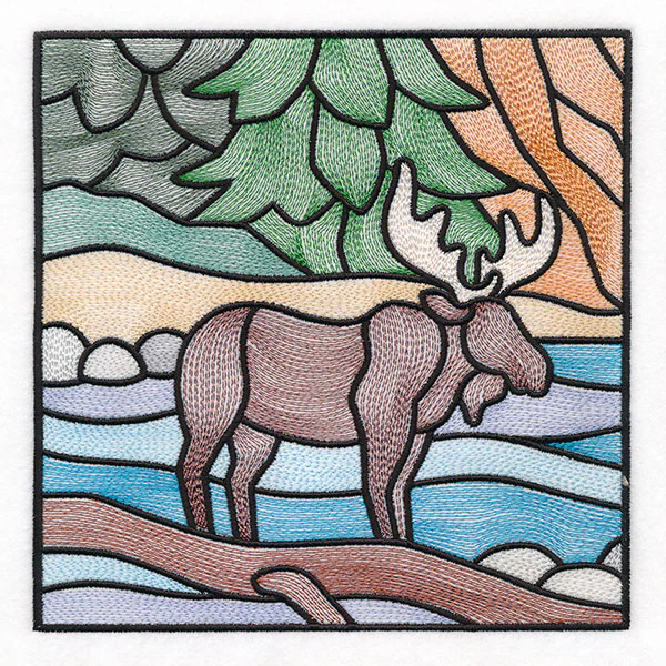 Woodland Escape Stained Glass Scene - Moose - Image 4