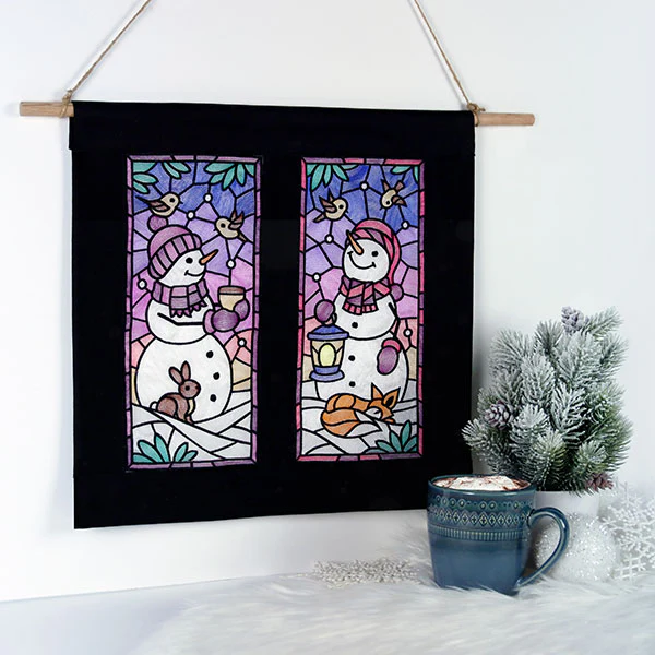 Woodland Snowman Stained Glass Panel 2 - Image 4