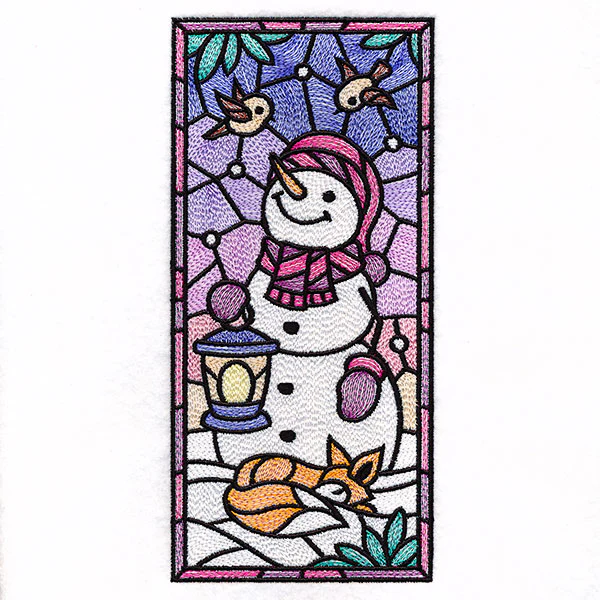 Woodland Snowman Stained Glass Panel 2 - Image 5