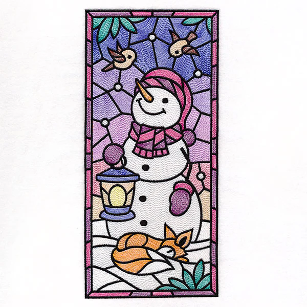Woodland Snowman Stained Glass Panel 2 - Image 9