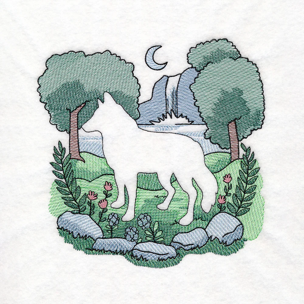 Woodland Wolf Silhouette (Embossed) - Image 3