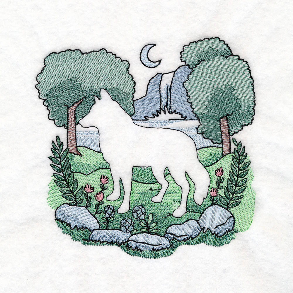 Woodland Wolf Silhouette (Embossed) - Image 4