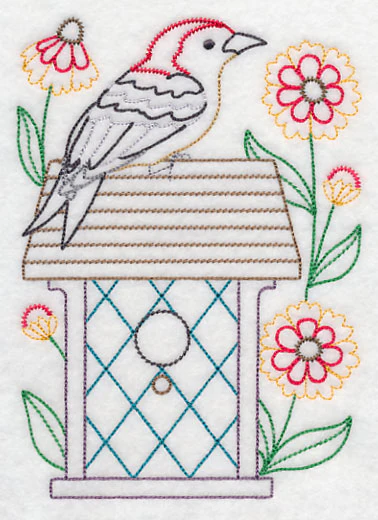 Woodpecker and Heleniums (Vintage) - Image 2