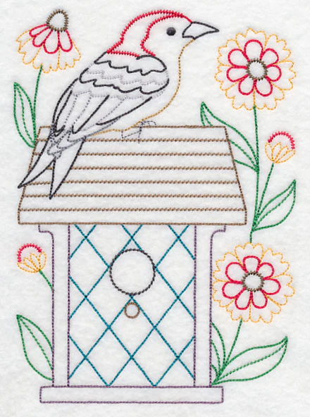 Woodpecker and Heleniums (Vintage) - Image 4