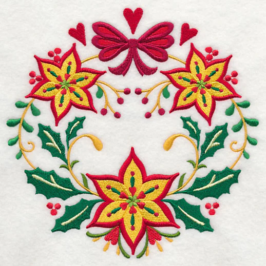 Wreathed in Christmas Poinsettias and Bow - Image 2