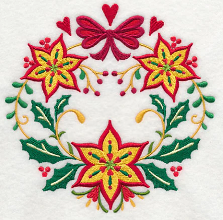 Wreathed in Christmas Poinsettias and Bow - Image 3