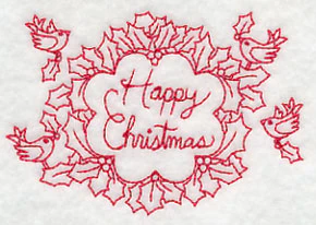 Wreathed in Happy Christmas Wishes (Redwork) - Image 4