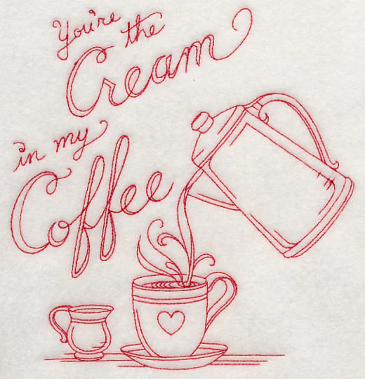 You're the Cream in My Coffee (Redwork) - Image 2